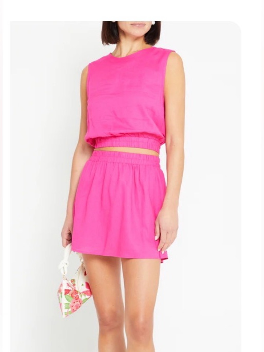 Bright Hot Pink Two-Piece Crop Top & Skort Set